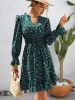Rochie Midi Linny Verde cu Flori