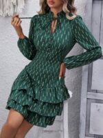 Rochie Scurta Borka Verde Cu Volane - imagine 4