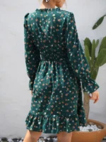 Rochie Midi Linny Verde cu Flori - imagine 2