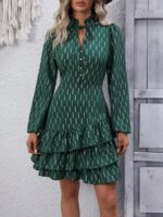 Rochie Scurta Borka Verde Cu Volane - imagine 5