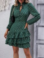 Rochie Scurta Borka Verde Cu Volane
