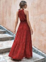 Rochie Lunga Lucia Cu Buline Albe Si Cordon - imagine 2