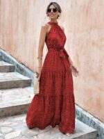 Rochie Lunga Lucia Cu Buline Albe Si Cordon - imagine 3