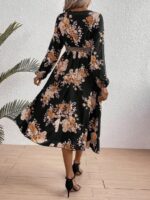 Rochie Lunga Elvan Corai Cu Imprimeu Negru - imagine 69