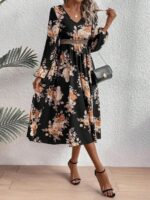 Rochie Lunga Elvan Corai Cu Imprimeu Negru - imagine 72