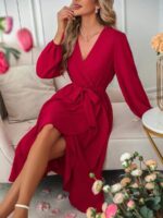 Rochie Midi Iustina Rosie Cu Cordon - imagine 3
