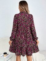 Rochie Scurta Gonda Roz Cu Imprimeu Multicolor - imagine 2