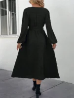 Rochie Lunga Elvan Corai Cu Imprimeu Negru - imagine 79