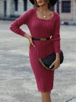 Rochie Midi Tricotata Maudy Roz Inchis