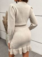 Rochie Tricotata Scurta Medusa Bej - imagine 2