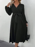 Rochie Lunga Elvan Corai Cu Imprimeu Negru - imagine 82