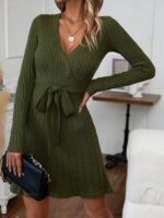 Rochie Midi Tricotata Basilia Khaki - imagine 5