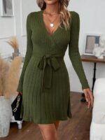 Rochie Midi Tricotata Basilia Khaki - imagine 3
