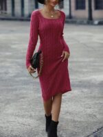 Rochie Midi Tricotata Maudy Roz Inchis - imagine 5