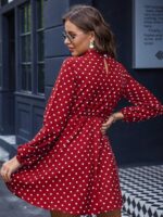 Rochie Scurta Osman Rosie Cu Buline Albe - imagine 2