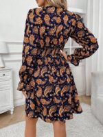 Rochie Scurta Zahra Bleumarin Cu Imprimeu Crem - imagine 2