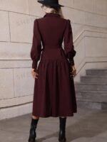 Rochie Midi Teofila Maro Inchis Cu Cordon - imagine 6