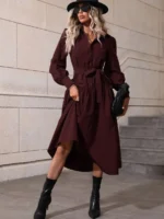 Rochie Midi Teofila Maro Inchis Cu Cordon - imagine 7