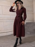 Rochie Midi Teofila Maro Inchis Cu Cordon - imagine 9