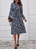 Rochie Lunga Elvan Corai Cu Imprimeu Negru - imagine 85