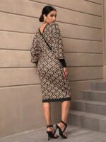 Rochie Midi Kate Maro cu Print Geometric - imagine 2