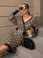 Rochie Midi Kate Maro cu Print Geometric