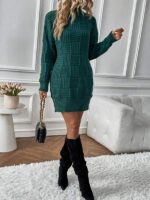 Rochie Scurta Tricotata Luthe Turcoaz - imagine 5