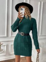 Rochie Scurta Tricotata Luthe Turcoaz - imagine 3