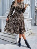 Rochie Midi Hande Neagra Cu Imprimeu Floral Multicolor - imagine 4