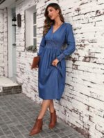 Rochie Midi Dezira Din Denim - imagine 3