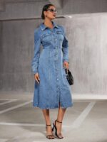 Rochie Lunga Serinesa Din Denim - imagine 4