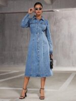 Rochie Lunga Serinesa Din Denim - imagine 3