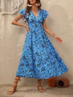 Rochie Lunga Rostina Bleu Inflorata - imagine 5