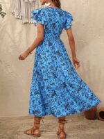 Rochie Lunga Rostina Bleu Inflorata - imagine 2