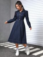 Rochie Midi Efendi Din Denim Bleumarin