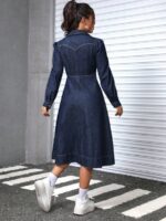 Rochie Midi Efendi Din Denim Bleumarin - imagine 2