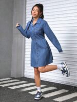 Rochie Midi Andaina Din Denim - imagine 3