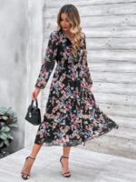 Rochie Midi Zoela Neagra Inflorata - imagine 4