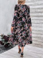 Rochie Midi Zoela Neagra Inflorata - imagine 2