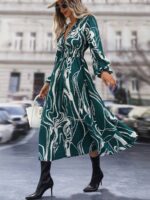 Rochie Lunga Elvan Corai Cu Imprimeu Negru - imagine 89
