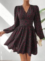 Rochie Scurta Georgia Neagra Cu Inimioare Rosii Si Buline Albe