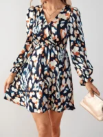 Rochie Scurta Silvia Neagra Cu Imprimeu Multicolor - imagine 3