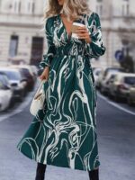 Rochie Lunga Elvan Corai Cu Imprimeu Negru - imagine 90
