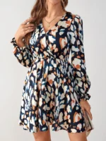Rochie Scurta Silvia Neagra Cu Imprimeu Multicolor - imagine 4