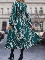 Rochie Lunga Elvan Corai Cu Imprimeu Negru - imagine 91
