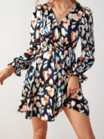 Rochie Scurta Silvia Neagra Cu Imprimeu Multicolor - imagine 5