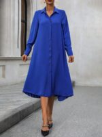 Rochie Midi Tosia Albastra Cu Pliuri La Spate - imagine 5
