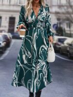 Rochie Lunga Elvan Corai Cu Imprimeu Negru - imagine 93