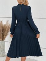 Rochie Midi Brieta Bleumarin Cu Pliuri - imagine 2