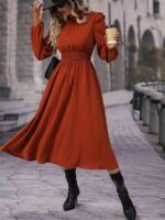 Rochie Midi Esolira Maro Cu Maneci Bufante - imagine 3